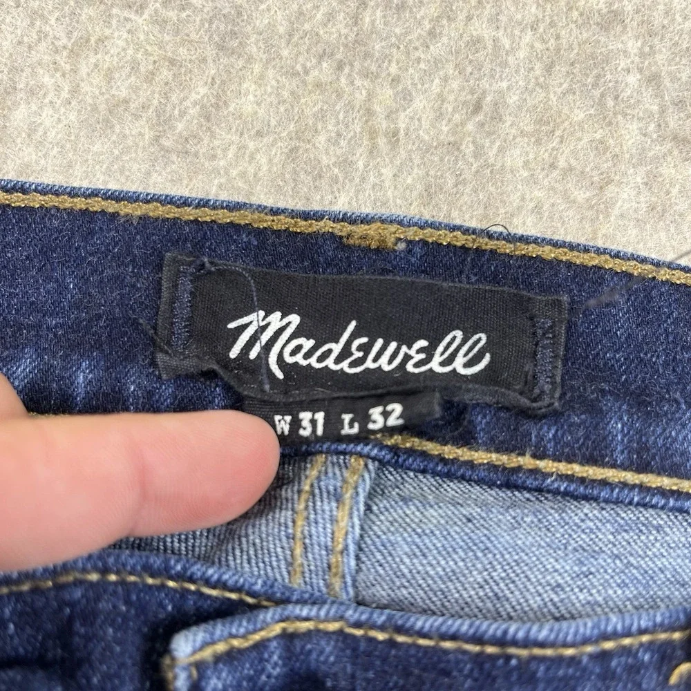 Madewell Jeans Men's 31x32 Blue Skinny Stretch Dark Wash Denim Zip Fly Cone Mill